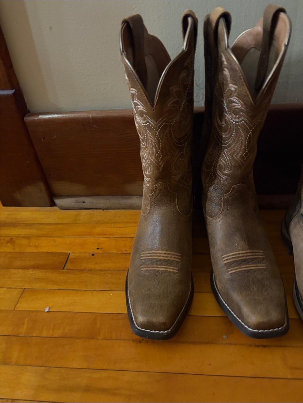 Ariat Brown Embroidered Square-Toe Western Boots